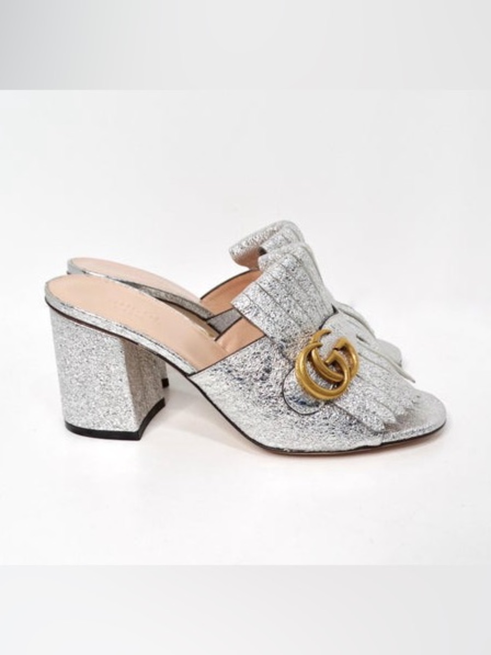 GG Marmont Fringe Leather Mule Sandals